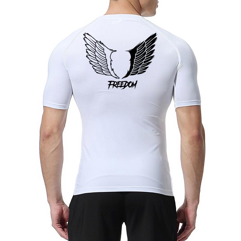 Angel Wings Freedom Print Compression Shirt for Men Sporty Quick Dry Tees Tshirt Tops Gym Workout Running Undershirts Baselayers