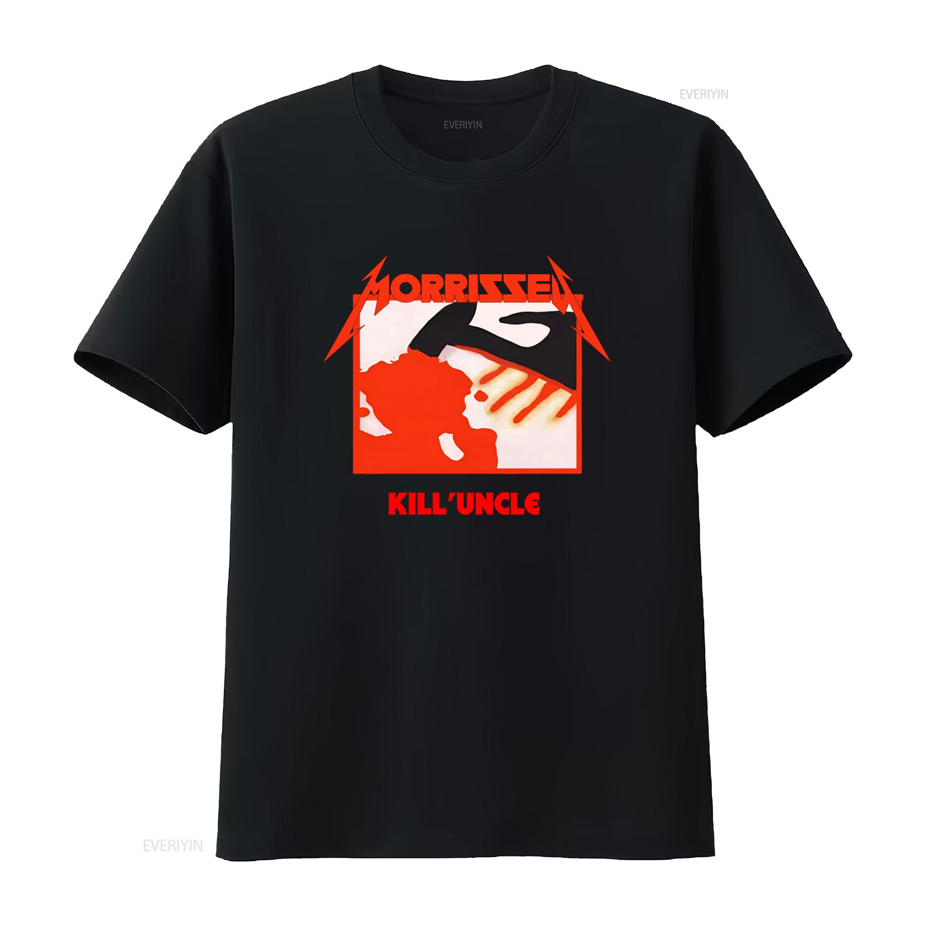 

MORRISSEY KILL UNCLE Print T Shirt Bold Red Black Design for Rock Fans vintage Washed Comfortable Slightly Versatile 4XL
