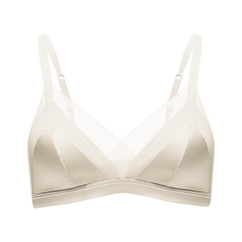 Satin French Triangle Comfy Underwear Modal Inner Breast Small Thin Cup Bra Simple Hem Simple Bra