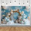 Decoración de Fondo para Fiesta de Cumpleaños Infantil Globo Nube Oso Arco Bebé Pancarta de Shower Accesorios para Estudio Fotográfico Venta al por Mayor