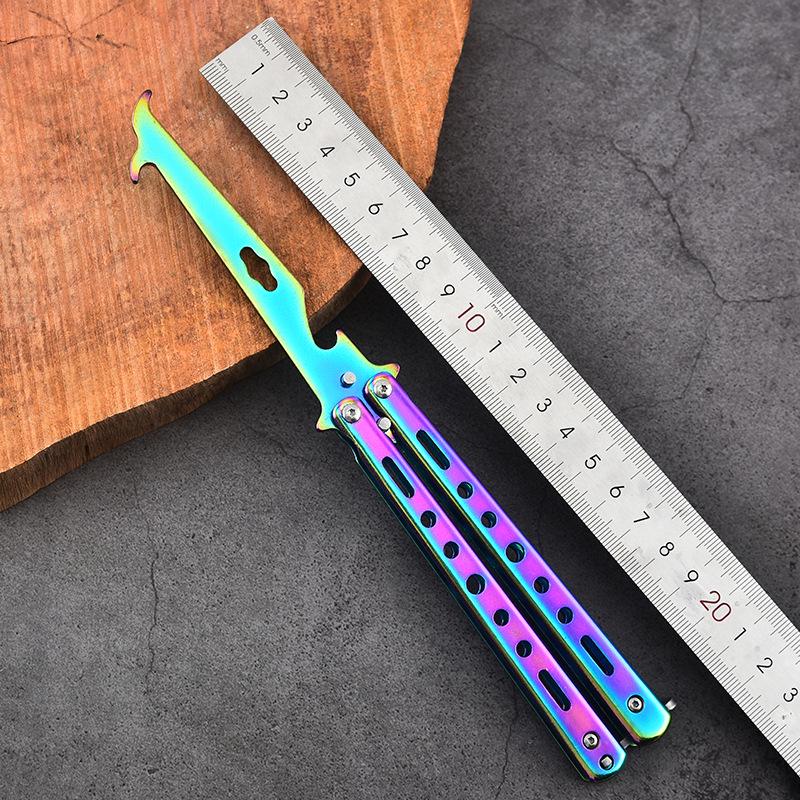 Unsharpened Stainless Steel Folding Knife with Multi-Tool Stone Hook for Tire Cleaning and Digging