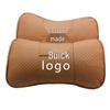 Genuine Leather Car Headrest Neck Pillow for Buick - Customizable Logo, Cowhide Backrest Support