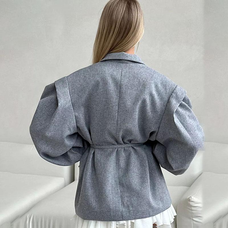 Módní květinové pásky Blejzr Kabát Dámský Ramenní vycpávky Jednořadé S klopami Dlouhý rukáv Streetová bunda 2025 Jarní sváteční párty