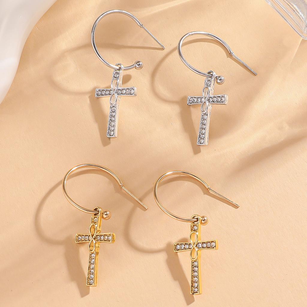 European Style Luxury Cross Earrings, Minimalist Instagram-Worthy Street Fashion Jewelry