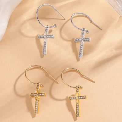 European Style Luxury Cross Earrings, Minimalist Instagram-Worthy Street Fashion Jewelry