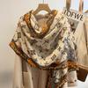 New British Style Small Flower Cotton and Linen Scarf Silk Scarf Women's Spring and Autumn Versatile Long Shawl with Thin Summer Scarf
