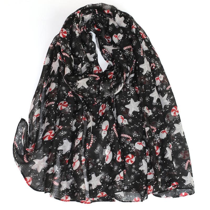 Christmas red and green snowman print Bali yarn scarf medium and long sunscreen beach towel pattern scarf