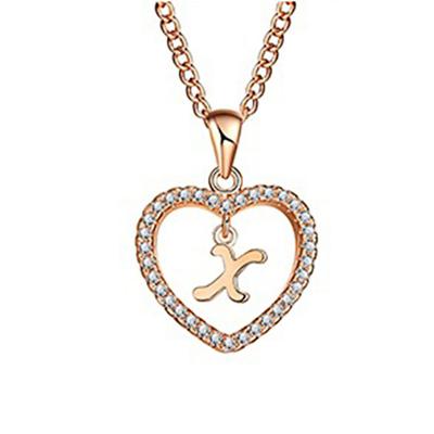Concise Hollowed Heart Alphabet Unisex Necklace Jewelry Neck Chain Pendant Decor