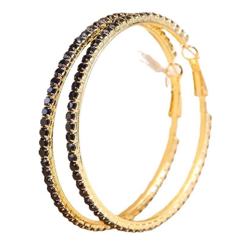 Neue Schmuck Einfache Metall Kupfer Diamant Farbe Große Kreis Ohrringe Europäischen und Amerikanischen Kreis Ohrringe, Ohrringe