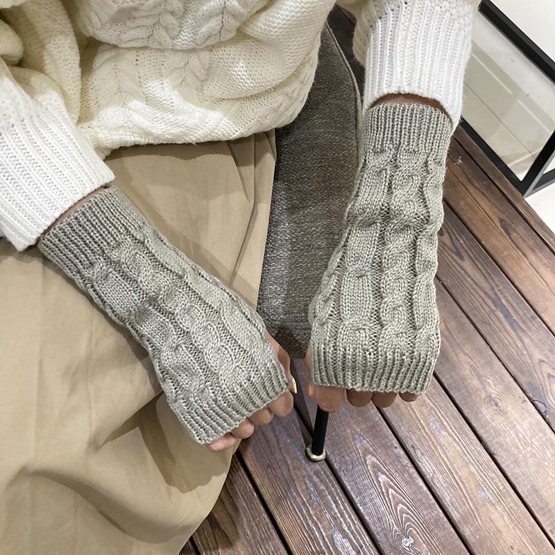 Fashion Half Finger Knitting Fried Dough Twists Sleeve Sleeve Wrist Guard Sweater Long Sleeve Outdoor Travel Warm Hand Sleeve