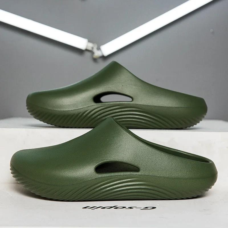 Breathable Men Slippers WaterProof Anti Skid Chef Shoe Slip on Casual Home Slippers Lightweight Beach Sandals Male Garden Clogs