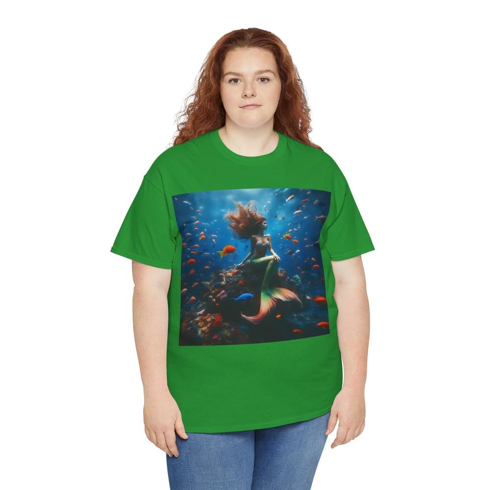 

Fantasy Mermaid With Fish T-Shirt Woman Sea Water Supernatural Ocean S