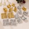 Vintage Gold Color Square Texture Stud Earrings For Women Fashion Metal Geometric Statement Charm Earrings Jewelry Bijoux