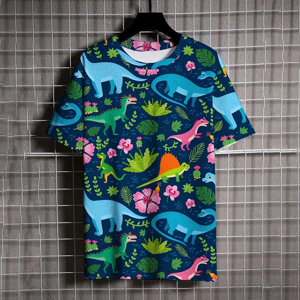 Summer Fashion Dinosaur 3D Print T-Shirts Streetwear Men Casual Oversized O Neck Short Sleeved Plus Size Tees Top Women Clothing