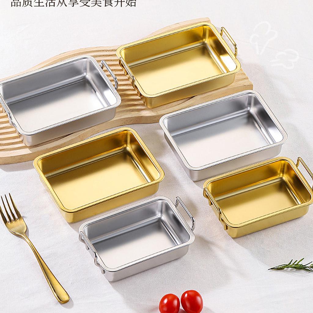 Obdélnový pekáč na zapékání, chléb, pizzu, nerezový hluboký pekáč s přenosným držadlem, kuchyňské doplňky