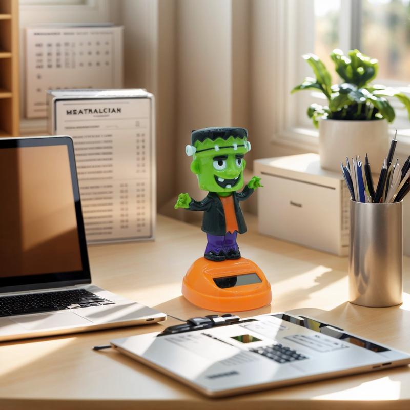 Bobble Head Dashboard Halloween Bobble Shaking Head Zombie Figurines Shaking Statue Dancing Toy Funny Zombie Interior Decor For