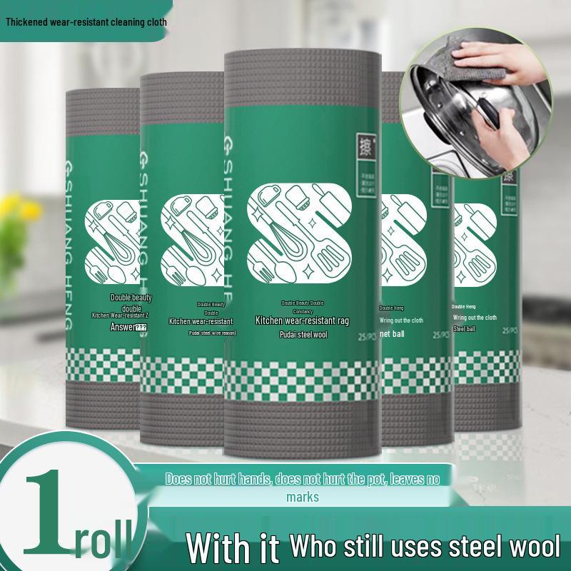 Wear-Resistant Dishcloths: Thick Absorbent, Non-Stick, Oil-Replacing Steel Wool Pads for Disposable Cleaning