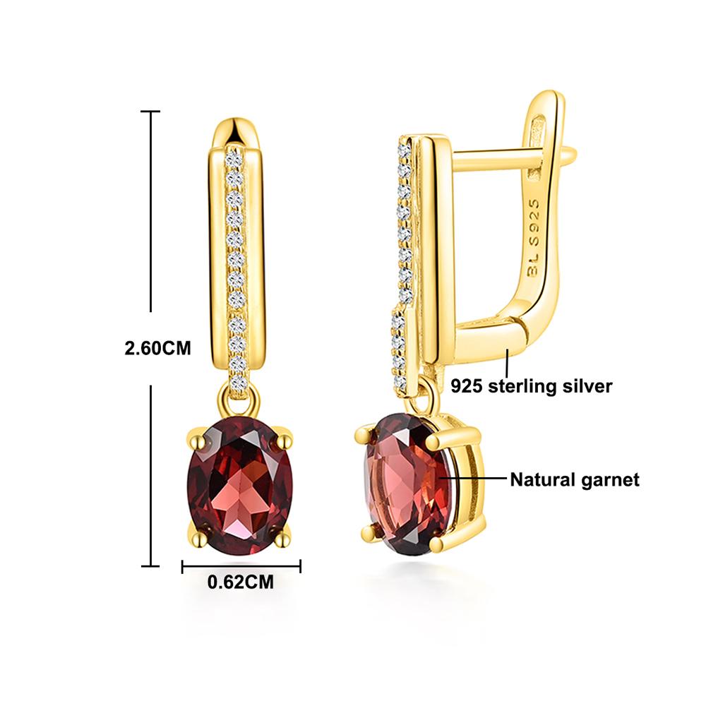 Elegant S925 Sterling Silver Earrings with Natural Garnet Stones January Birthstone Fine Jewelry for Women Birthday Gift