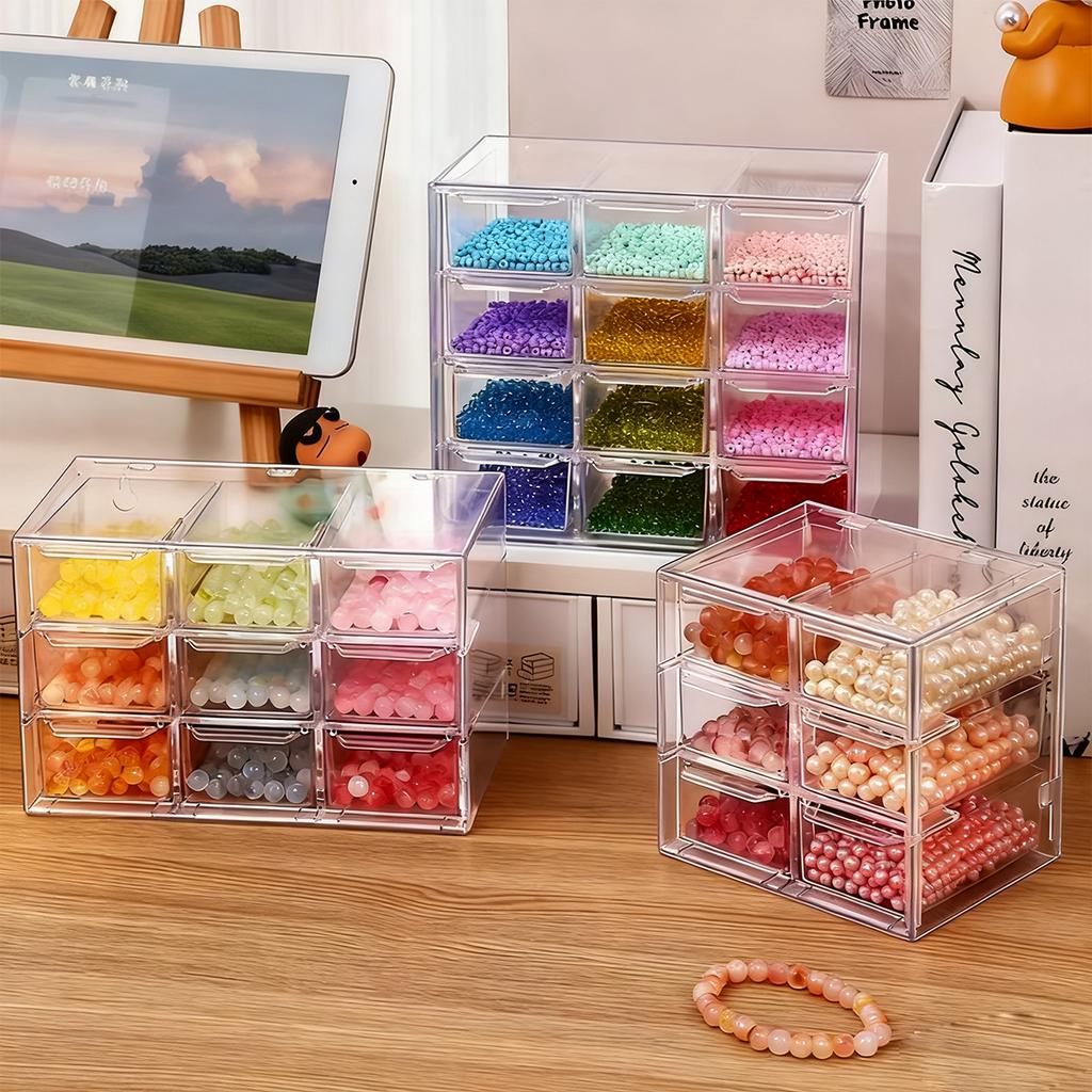 1pc drawer style 6-grid/9-grid/12 grid bracelet jewelry storage box desktop jewelry stationery lipstick dustproof storage box