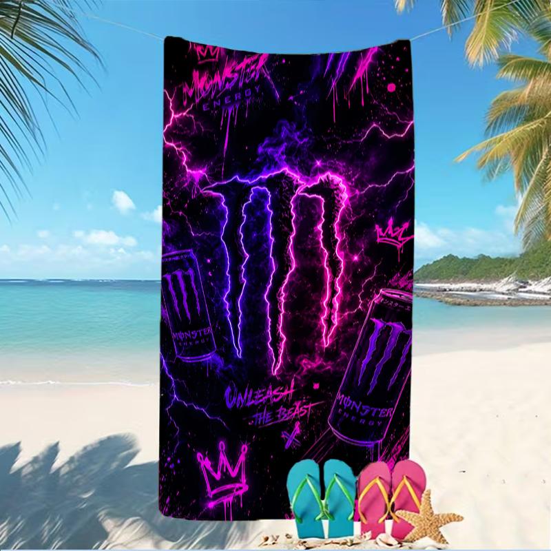 Strandtuch mit Monster Energy LOGO Muster - weich, saugfähig, maschinenwaschbar Leicht&Modern, Schwimmen, Reise-Essentials