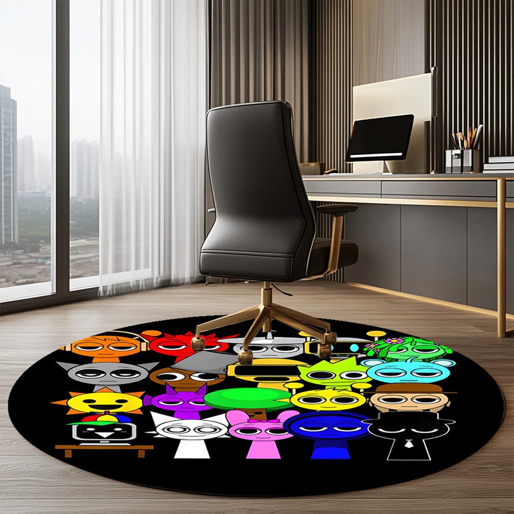 Sprunki Printed Round Rug Carpet Chair Rug Area Rug Entryway Doormats,for Office Chair Living Room Bedroom Kitchen Room.