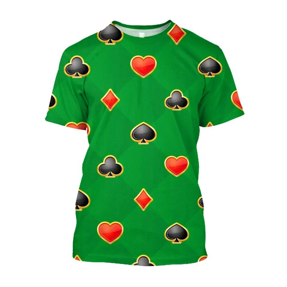 Módní 3D hrací pokerová karta Estetická trička s potiskem Muži Funny Casino Grafika Trička Harajuku Oblečení Topy s krátkým rukávem