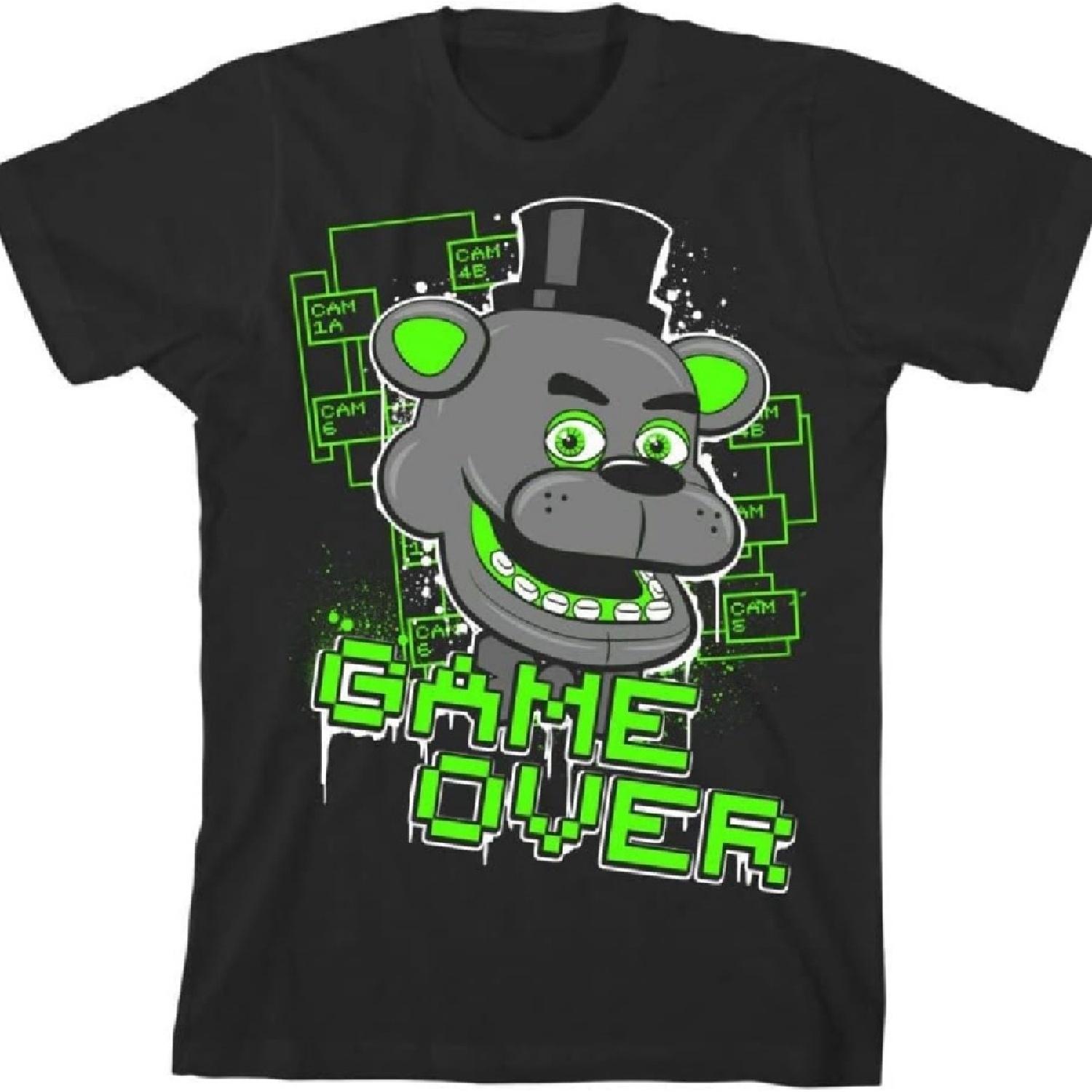 Пять ночей у Фредди Неоново-зеленая Игра окончена Мальчиковая черная футболка S чёрный