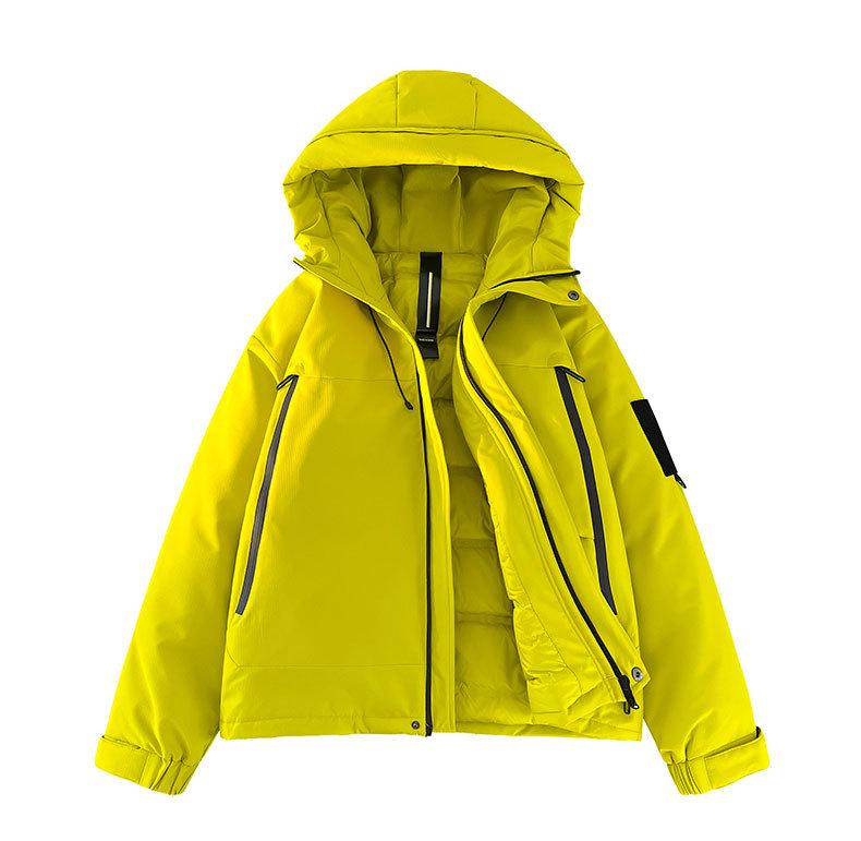Unisex White 90% Duck Down Hooded Winter Jacket - Warm, Versatile, and Thickened for Youth Casual Wear