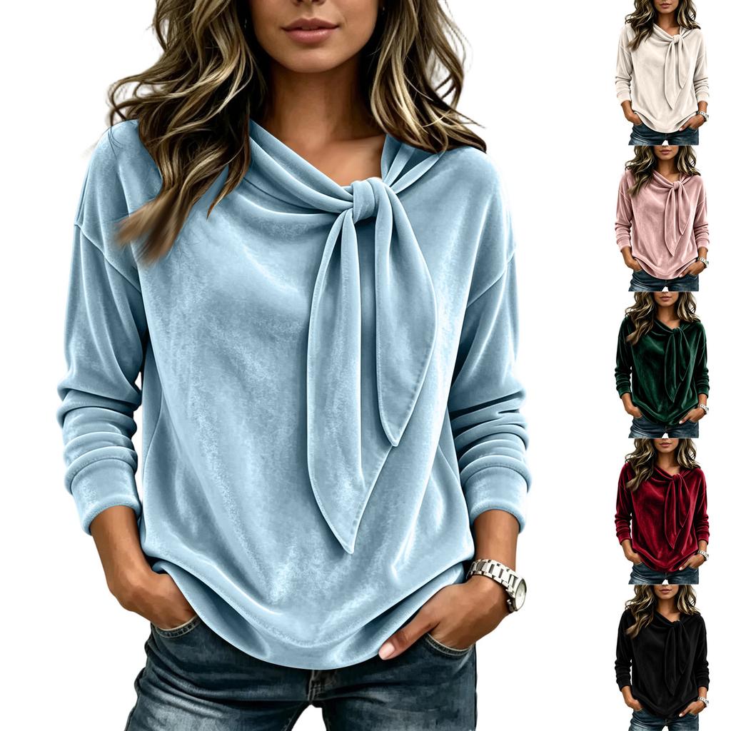 Women's Velvet Blouse with Color Casual Top for Everyday Wear