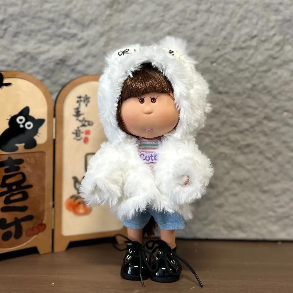 Fashion Curly Hair 24Cm Bean Eye Vinyl Doll Dark Skin Dress Up Mia Potato Dolls 24Cm Movable Action Figure Body Diy Toys