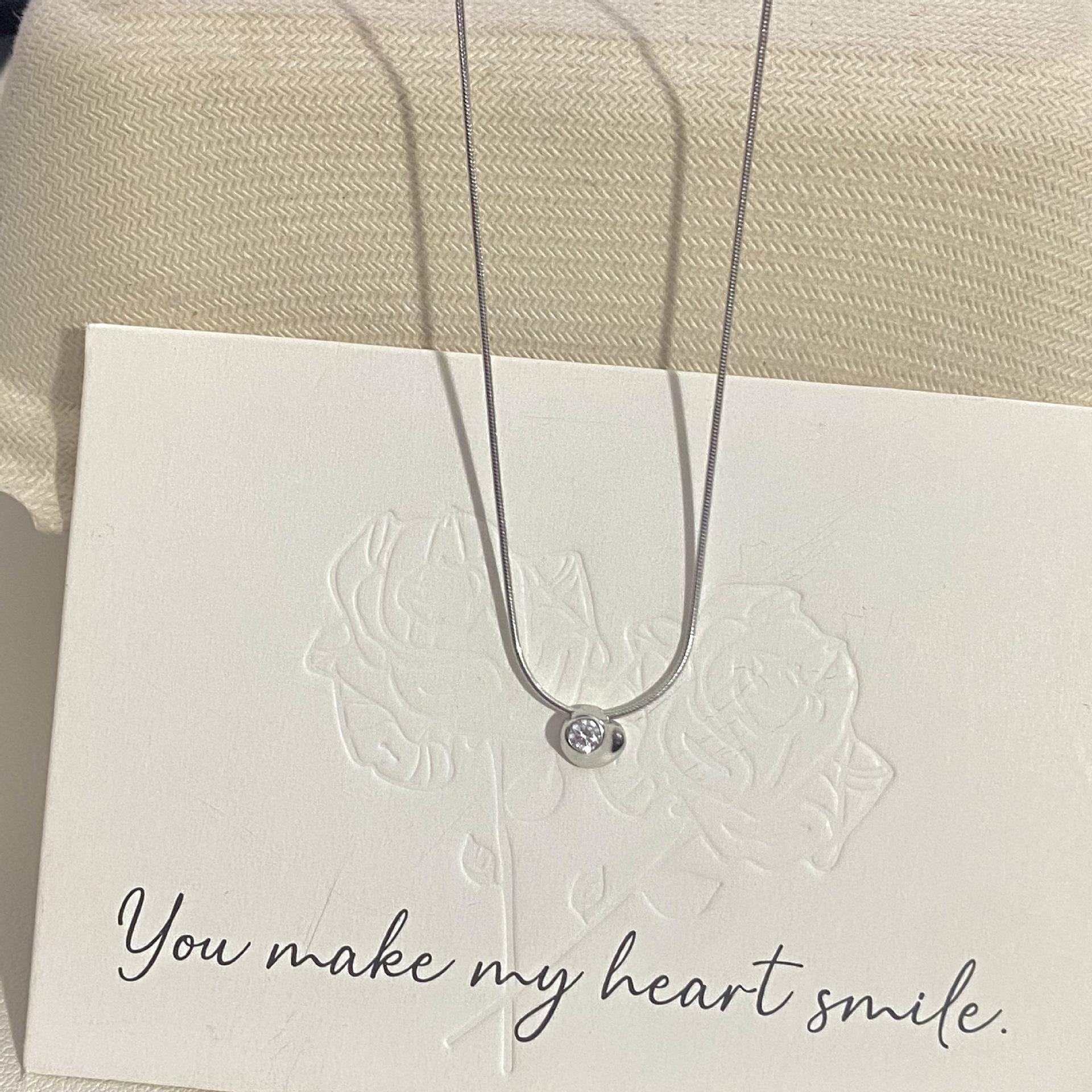 

Classic Bubble Minimalist Necklace: S925 Silver, 18K Gold Plated with Zircon Pendant, Snake Bone Chain for Women 925 Silver белого золота