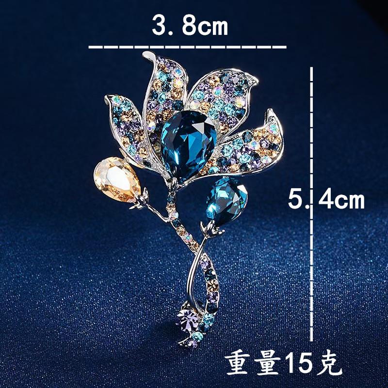 

European and American light luxury alloy rhinestone calla lily flower brooch fashion retro women s clothing brooch jewelry pin різнокольоровий