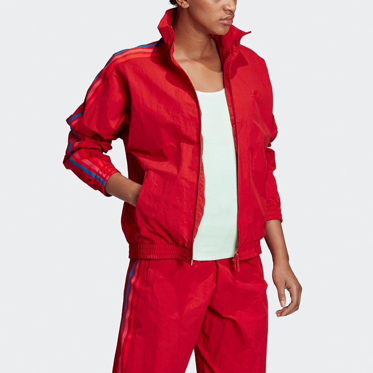 Adidas Originals Tracktop Stand Collar Casual Running Jacket Women Jackets Light-Crimson GD2237