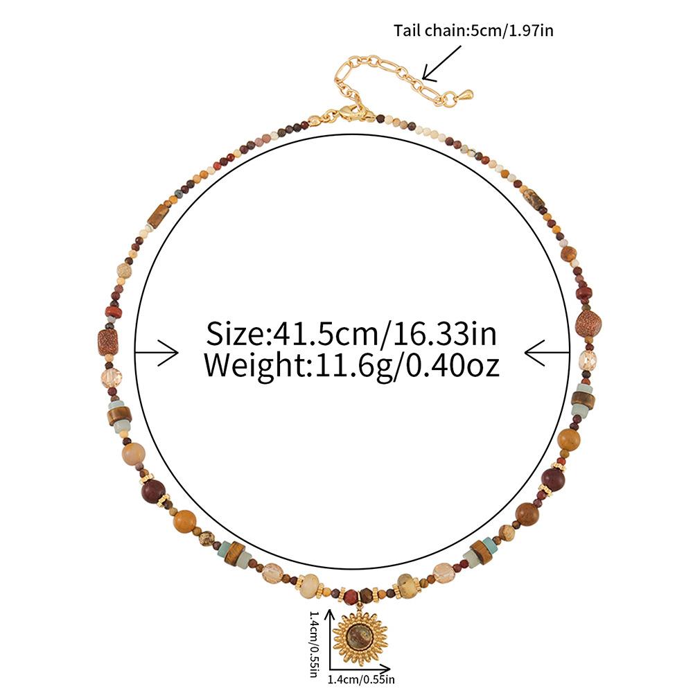 Maillard handmade old money wind tiger's eye stone beaded necklace high-end light luxury original design autumn and winter sweater chain