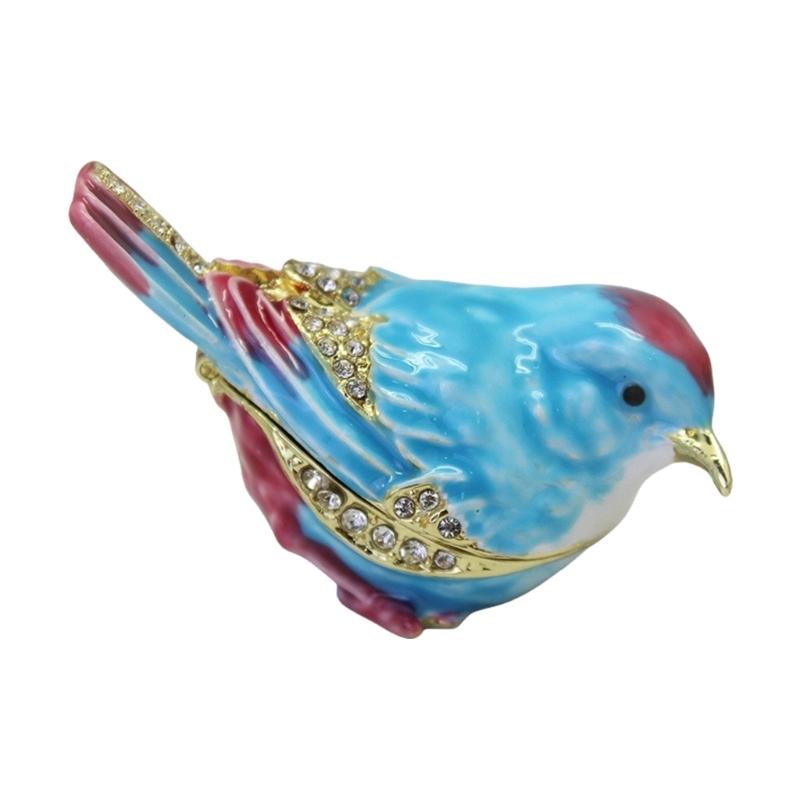 

Enamel Sparrow Jewelry Organizing Box for Women Handmade Hinged Rings Holder Display Case for Small Accessories 1 небо синє кольору