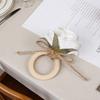 Artificial Rose Napkin Ring Farmhouse Rustic Jute Rope Fake Flower Dinner Napkin Holder Birthday Wedding Party Table Decoration