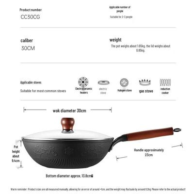 CC30CG 30cm Cast Iron Stir-Fry Wok