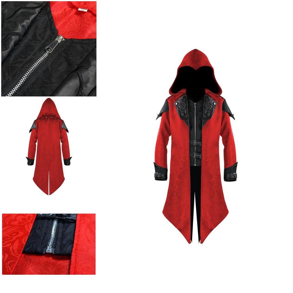 Stunning Medieval Halloween Retro Stitching Jacket For Men With Long Sleeves