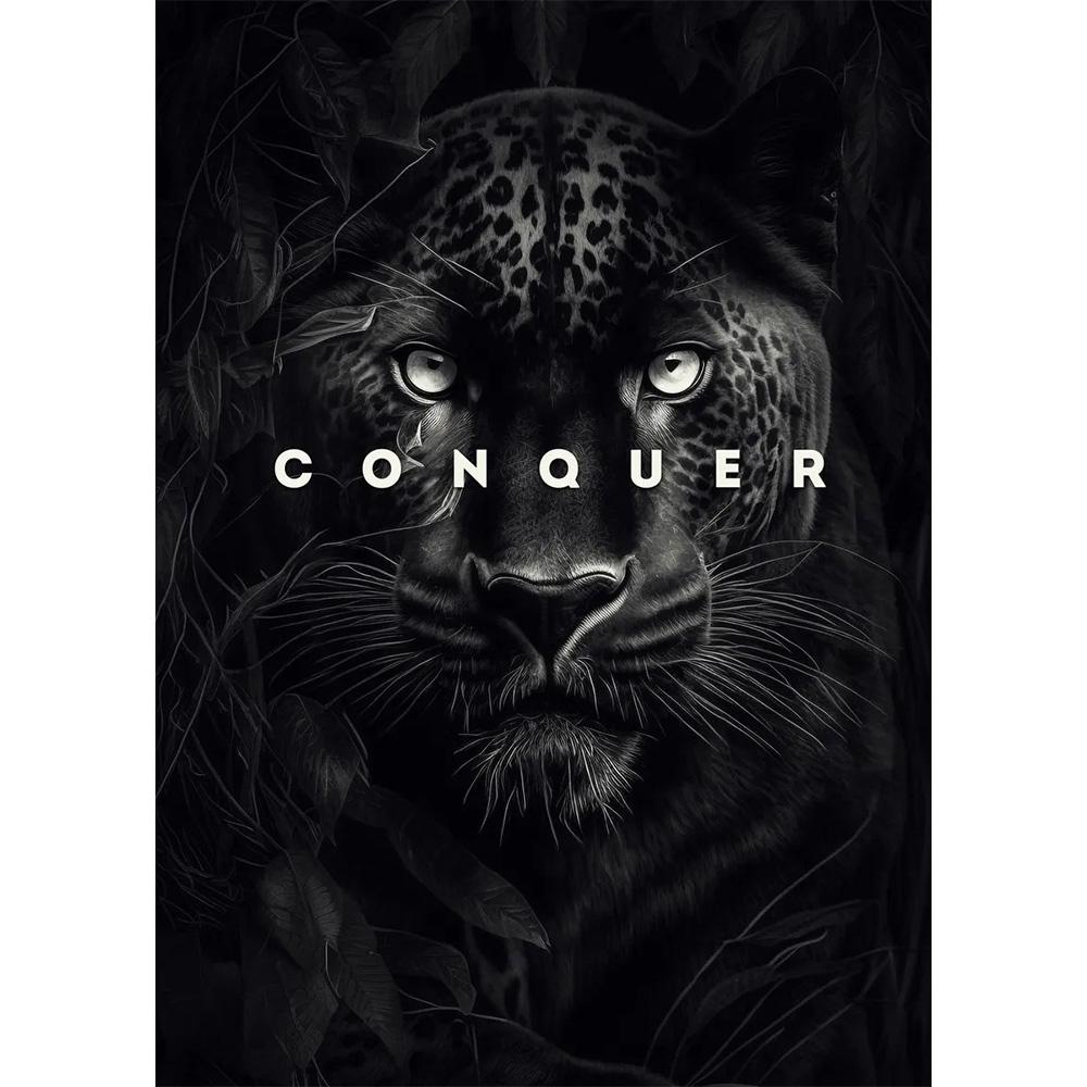 Animal Motivation Poster Panther Lion Motivational Canvas Posters Prints Canvas Painting Focus Conquer Fearless Mural Wall Decor