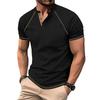 Mens Casual Summer Waffle Raglan Short Sleeve Henley T Shirt