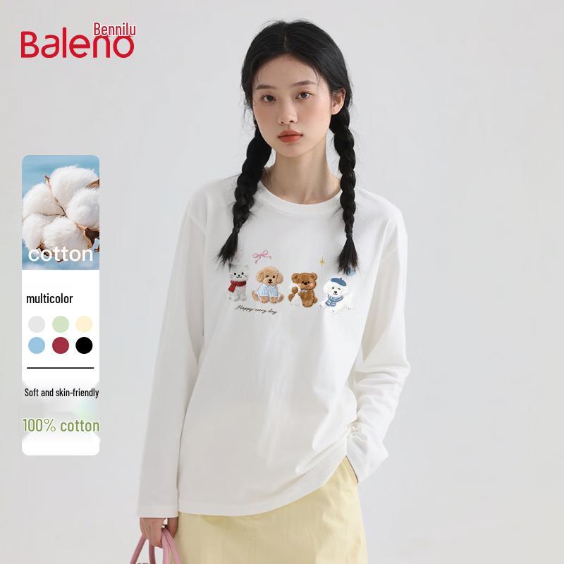 Baleno Women s Oversized Cotton Long Sleeve T-Shirt with Print L