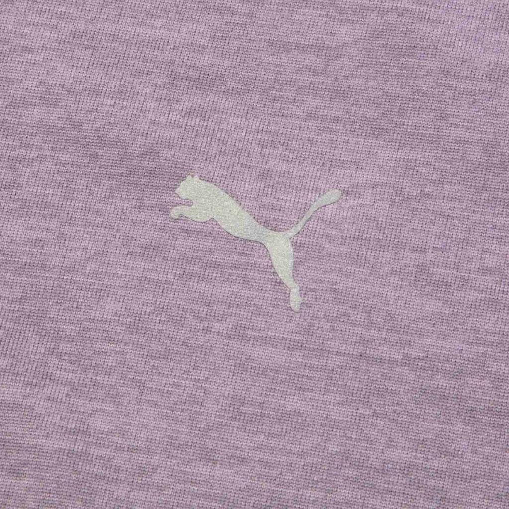 Puma Run Favorite Heather Solid Logo Sports Short Sleeve T-Shirt Women T-Shirt Light-Purple 523693-30
