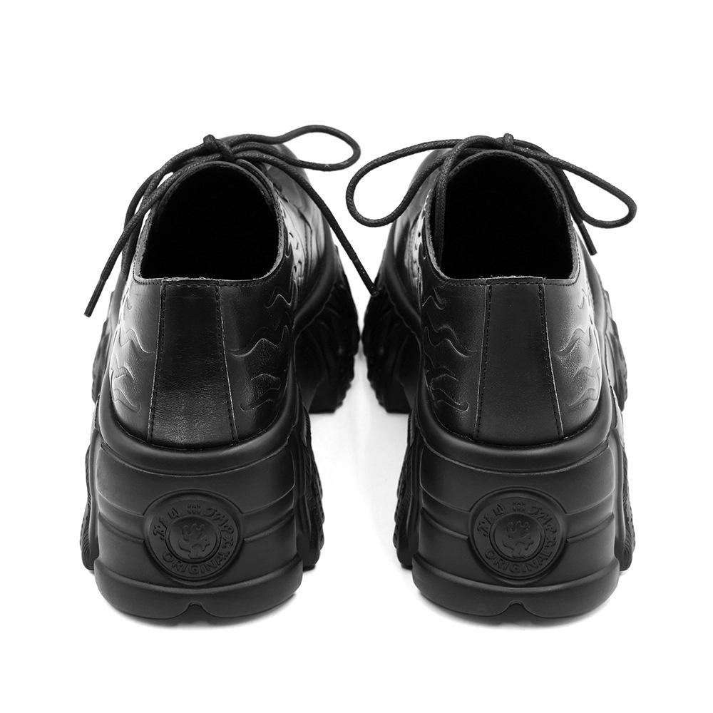 Gothic Punk Flame Embossed Platform Sneakers Unisex Chunky Low Top Shoes for Men Women