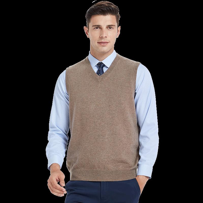 Men's V-Neck 100% Wool Sleeveless Pullover Vest