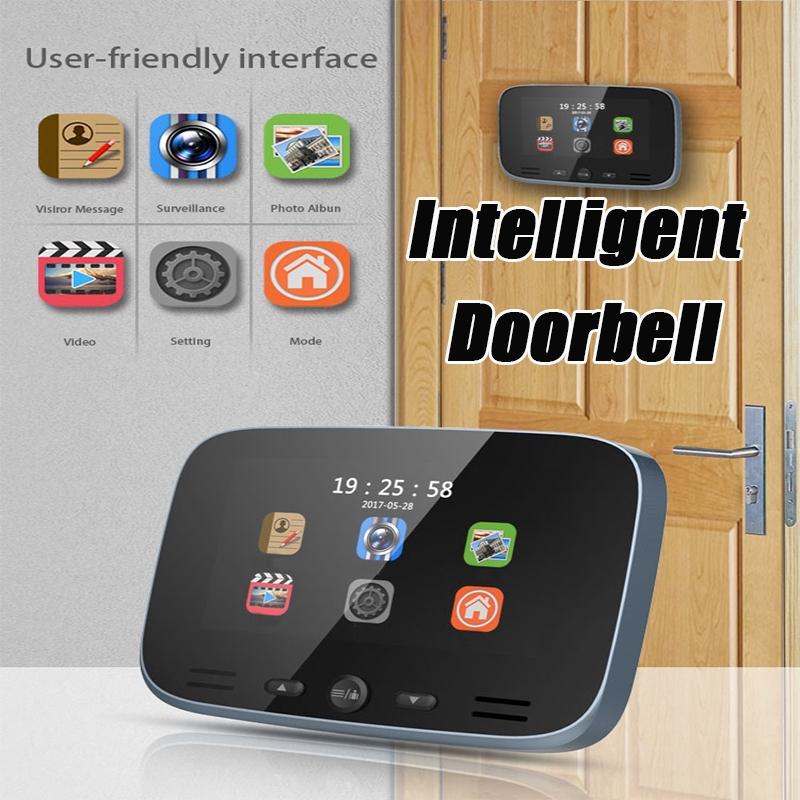 LCD Digital Door Viewer Doorbell Camera 1800mah Electronic Cat Eye Camera Photo Monitor Home Wireless Video Doorbell 4.3Inches