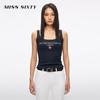 MISS SIXTY Summer Lace-Trimmed Sleeveless U-Neck Cropped Top