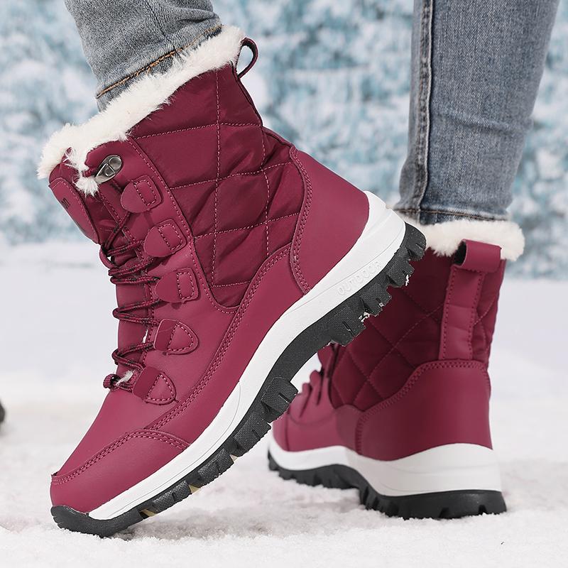 Women's Winter Ankle Boots Warm Non Slip Comfortable Lace Up Snow Boots Thick Plush Elegant Fashion Versatile Women's Long Boots