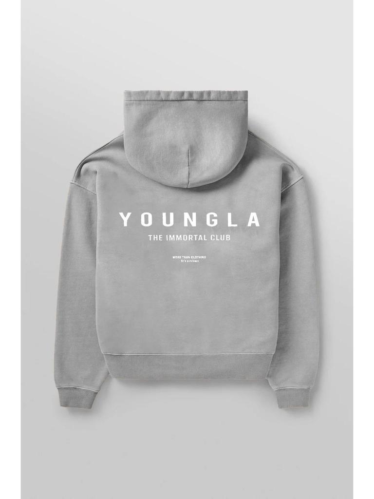YOUNGLA Men's Oversized Pullover Hoodie Double-Layer Printed Fitness Jacket