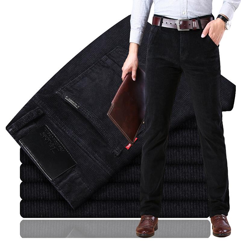 2026 Autumn And Winter New Long Pants Corduroy Men'S Elastic Business Casual Pants Men'S Striped Regular Straight Leg Pants Trend