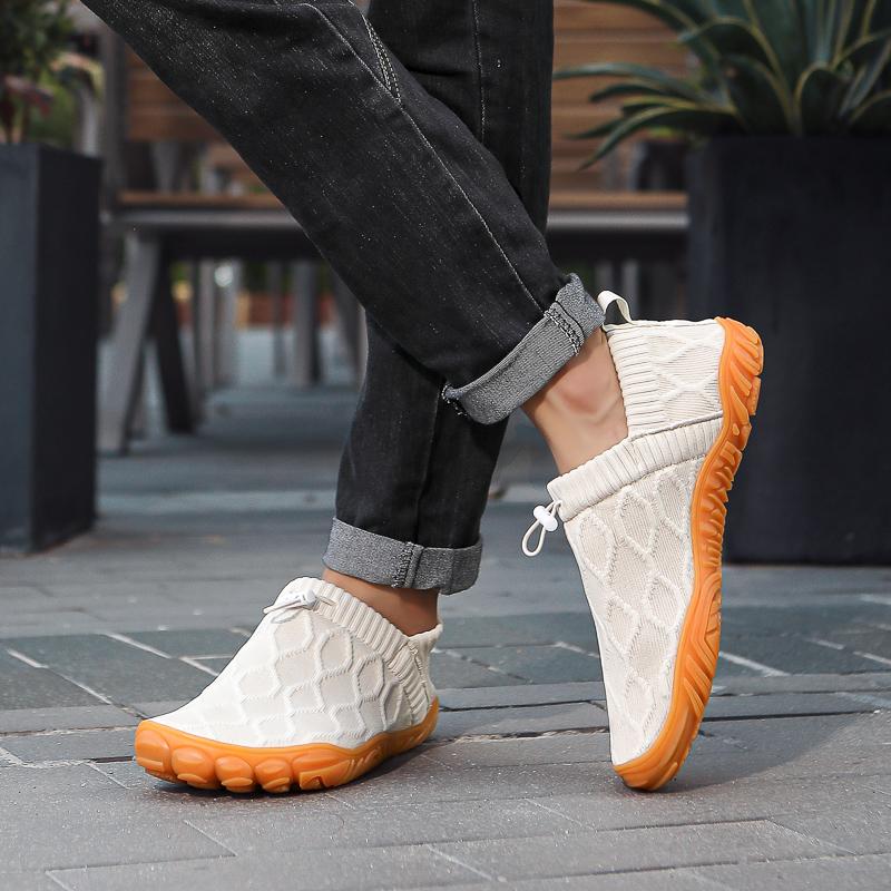 Breathable Knitted Men's Vulcanized Shoes Male Slip-on Casual Shoes Fashion Comfortable Man Outdoor Running Footwear